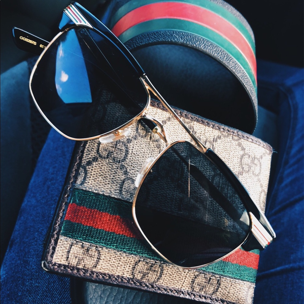Gucci Sunglasses: “Square-frame metal sunglasses”